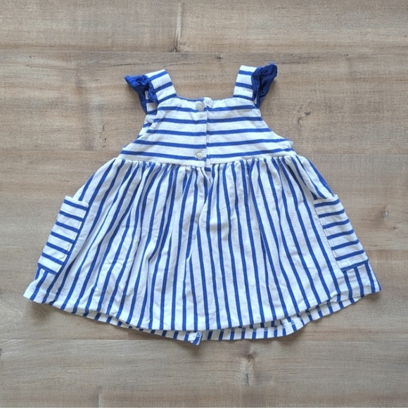babyGAP Stripe-block Flutter Dress with Pockets and Ruffled Straps - Size 3-6M - Picture 3 of 6
